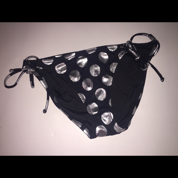 VS Medium Black & Silver Polka Dot Bikini Bottoms swimwear - Picture 2 of 7
